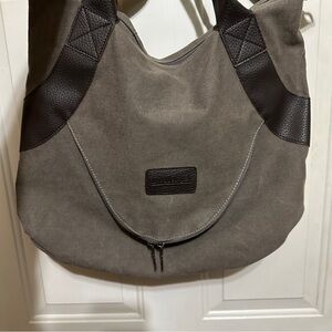 Threaded Pear Everyday Tote Canvas Messenger Bag Large 18" X 16" Olive Khaki